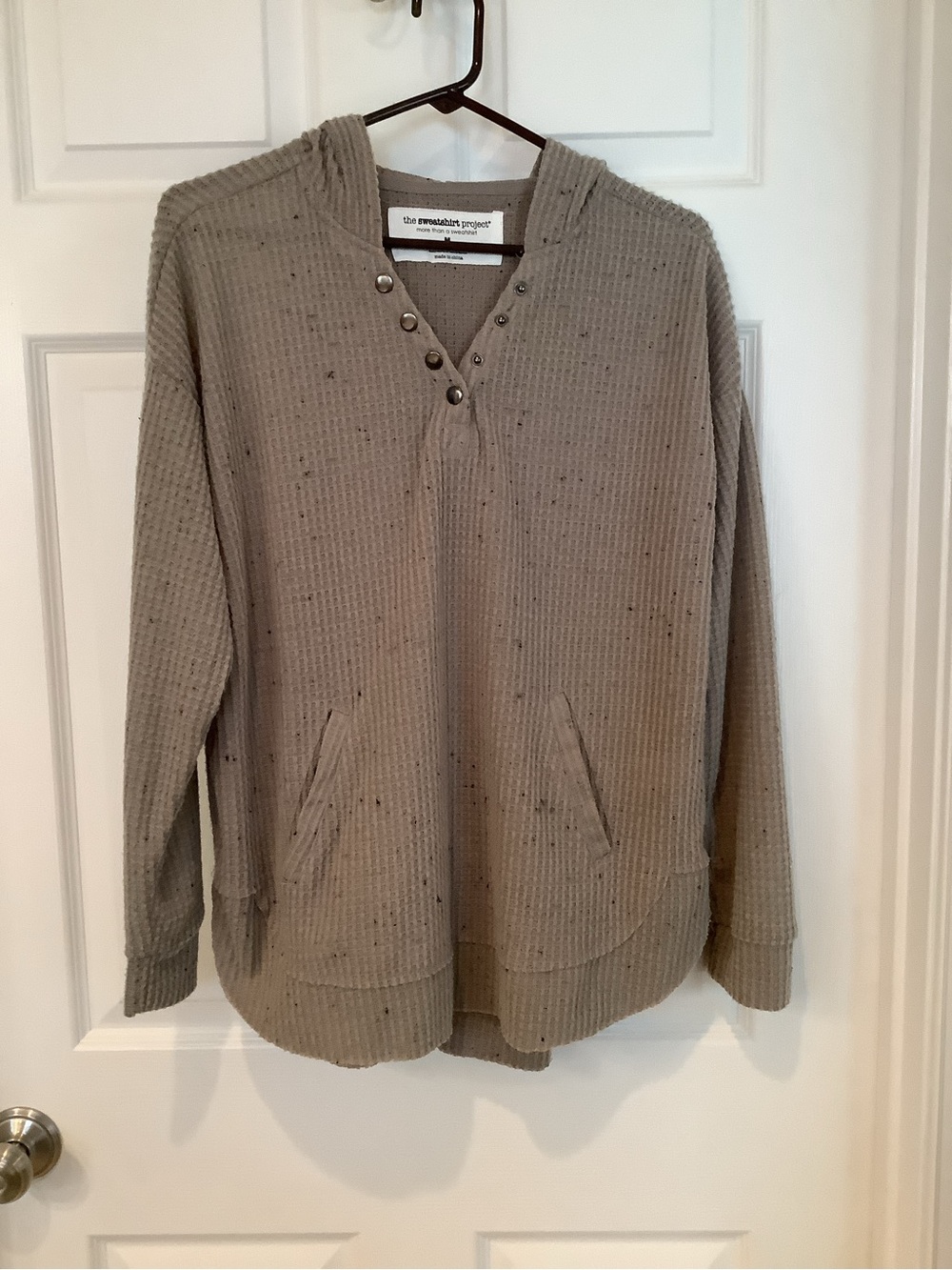 The Sweatshirt Project Women's Taupe Waffle-Knit Hoodie